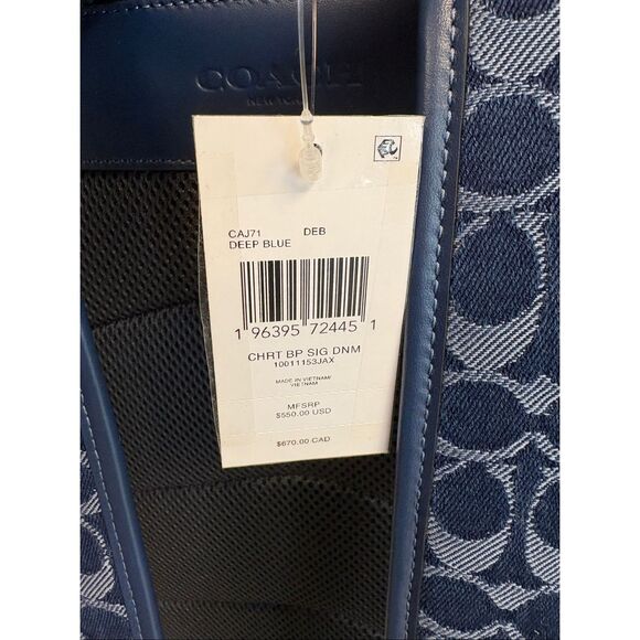 NWT Coach Carter Backpack In Monogrammed Denim - Picture 8 of 13